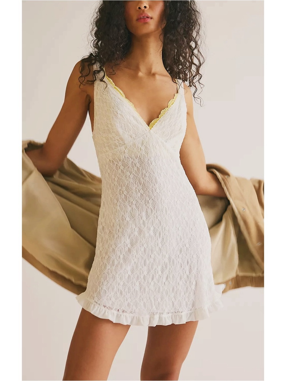Free People - White Lace Mini Slip Dress